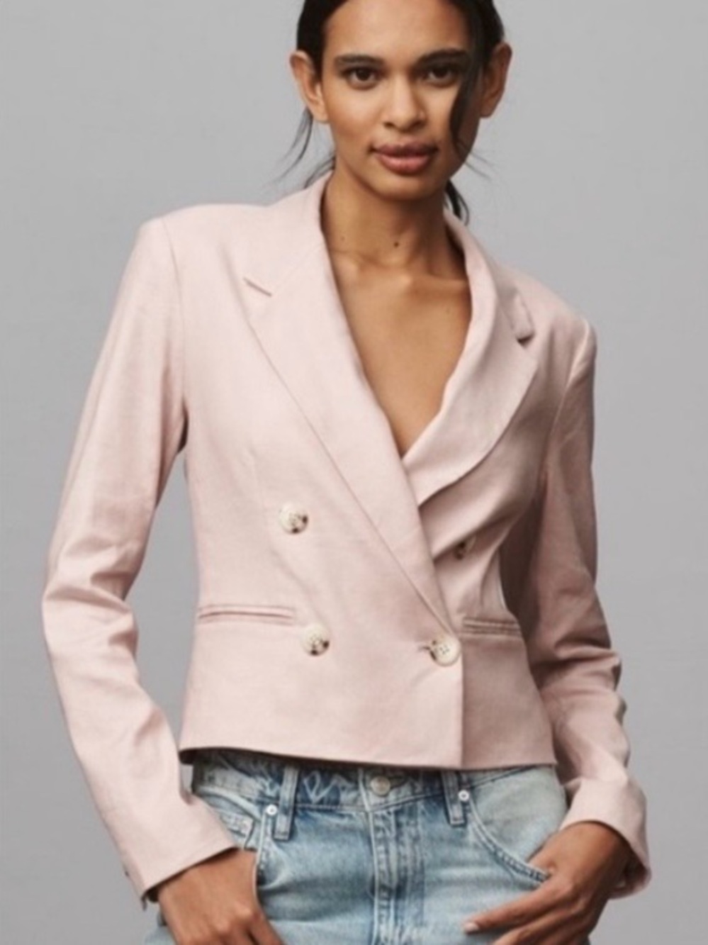 MAEVE 🩰 NWT Double Button Pale Pink Blazer - Size L